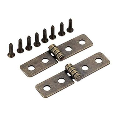 Imagem de 2 pcs jóias caixa de madeira mobiliário decorativo de dobradiça antique de bronze gaveta de gaveta porta bagagem retangular 4 furos 58 * 13mm YYDFPIIA