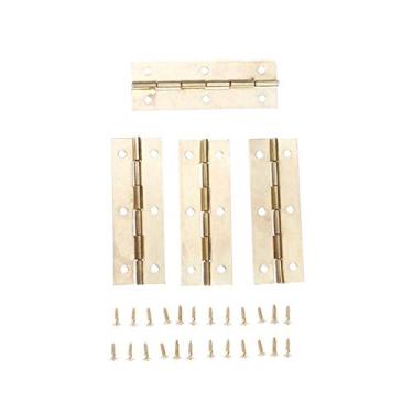 Imagem de 4 pcs porta gabinete móveis de bagagem de jóias caixas de madeira 6 buracos vintage chinês chinês decoração de móveis de dobradiça 60 * 20mm YYDFPIIA (Color : Gold)