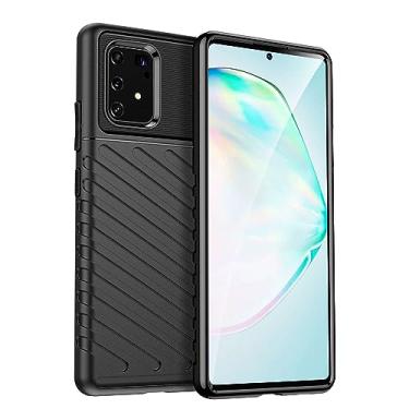 Imagem de IDEWEI Capa para Samsung Galaxy A91. Fibra de carbono refinada, anti-queda, anti-impressões digitais, proteção integral. A capa do telemóvel é compatível com Samsung Galaxy A91