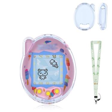 Imagem de KONXISA Capa protetora para Tamagotchi Connection, capa protetora com cordão fofo, capa protetora de policarbonato rígido para máquina de jogos infantis, capa protetora à prova de poeira e choque