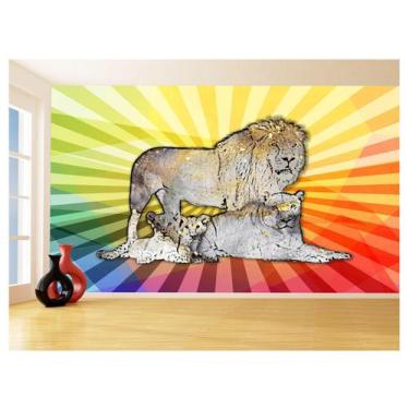 Imagem de Papel De Parede Animais Pop Art Familia Leões 3,5M Pxa401 - Você Decor