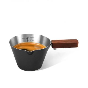 Imagem de Maestri House Copo medidor de café expresso, copo de café expresso de aço inoxidável, boca larga e bico em forma de V, caneca de café com escala de alça para latte, sujo, americano, cappuccino