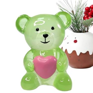 Imagem de Estatuetas de urso - estátua de animal com coração - decoração de mesa de urso sorridente | para casa, mesa, prateleira, sala de estar, quarto, estudo, ambientes internos e externos