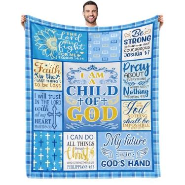 Imagem de Kesidilo Presentes cristãos para homens, cobertores I Am a Child of God 152 x 127 cm, presente religioso católico inspirador de Natal, presentes de confirmação de batismo para meninos