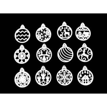 Imagem de Kit 12 Enfeites de Natal para Árvore - Pendentes Vazados Decorativos (Renas, Flocos de Neve, Casinha) - 6cm - Decoração Natalina Moderna