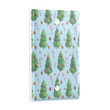 Imagem de Blueangle Placa de parede decoradora de capa em branco, tamanho padrão, árvore de Natal com desenho animado de 1 gangue para quarto de escritório em casa, 4,53 x 2,76 polegadas (474)