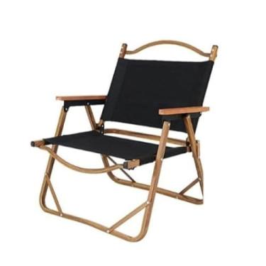 Imagem de Cadeira Camping Dobrável Material Tecido Liga De Alumínio Banqueta Acampamento e Pesca(Cadeira Camping- PRETO)