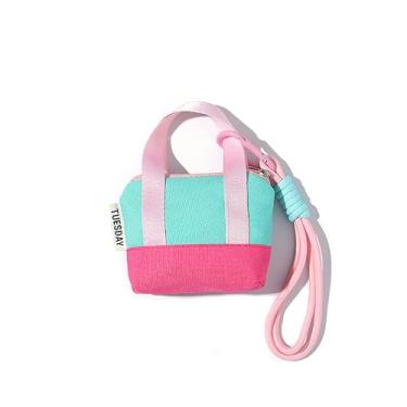 Imagem de Bolsa para moedas, mini bolsa, chaveiro, porta-moedas, bolsa de chave, berloque, rosa, fofa, bolsa de maquiagem, carteiras, acessórios para bolsas, Azul rosa