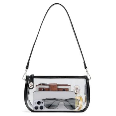 Imagem de CLUCI Bolsa transparente para eventos de estádio, bolsas transparentes para mulheres, bolsa transversal pequena para shows, eventos esportivos, festivais, Preto