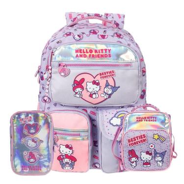 Imagem de Mochila Costas Hello Kitty and Friends Lancheira Estojo Box
