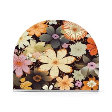 Imagem de Wassud Porta-guardanapos de acrílico de flor marrom claro, dispensador de guardanapo de papel moderno em forma de U para mesa, cozinha, sala de jantar, bancada 1 peça (comporta 50-60 guardanapos)