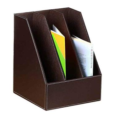 Imagem de LMJYU Porta-arquivos Cortex Caixa de arquivo tripla coluna de dados material de escritório suporte de arquivo papelaria de mesa