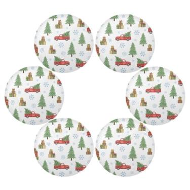 Imagem de Wassud Jogo americano conjunto de 6 caminhonetes de Natal para cozinha e jantar tapetes laváveis resistentes ao calor para decoração de mesa 39 cm