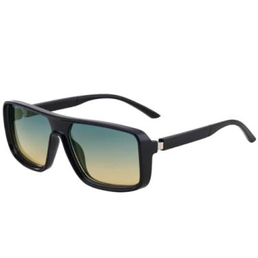 Imagem de Óculos de sol quadrados de luxo para mulheres, tendência clássica, óculos de sol para dirigir e viajar, UV400 (preto, verde e amarelo)