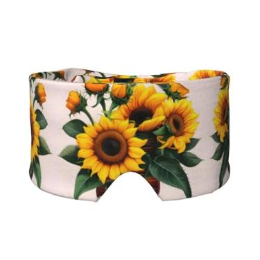Imagem de Máscara protetora para olhos e orelhas com estampa de girassol e rosa, respirável, ajustável, blecaute, confortável