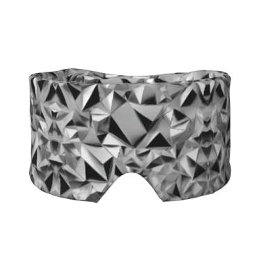 Imagem de Máscara prateada geométrica para olhos e orelhas com estampa geométrica, respirável, ajustável, blecaute, venda, confortável