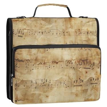 Imagem de Coikll Pasta expansível de fichário com zíper para partituras vintage, organizador de fichário com alça de ombro e alça para facilitar o transporte