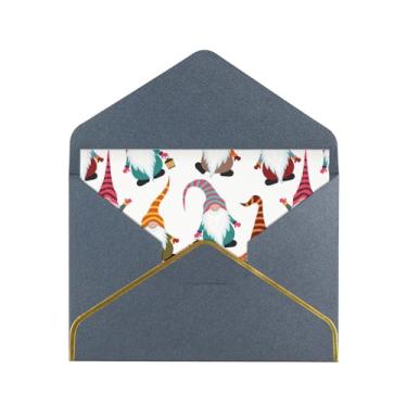 Imagem de SKKNT Cartões de felicitações com estampa de gnomos engraçados de Natal para todas as ocasiões, convites de festa de aniversário de casamento, 12,7 x 15,2 cm
