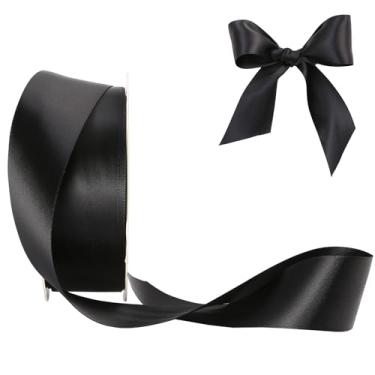 Imagem de HYSSINOWRAP Fita de cetim decorativa para embrulho de presente, 2,5 cm de largura, várias cores disponíveis (171-preto, 1-1/5.1 cm)