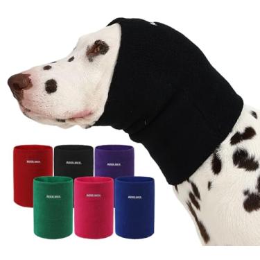 Imagem de AOOLMOL Moletom com capuz calmante para cães e gatos – capa macia de camada dupla para alívio da ansiedade e proteção de ruído, envoltório elástico para cabeça de animal de estimação para cuidados