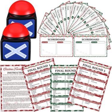 Imagem de VioraWhite Christmas Friendly Feud Games for Adults with 2 Buzzers Xmas Family Bachelorette Office Team Building Adults Holiday Work Feud Trivia Quiz Board Games(Christmas)