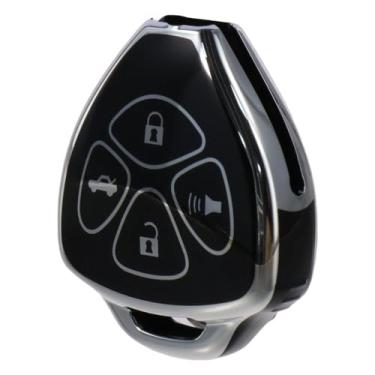 Imagem de Capa preta para chaveiro, capa protetora para chaveiro, capa protetora de TPU para chaveiro compatível com Toyota, para Corolla 2009-2010