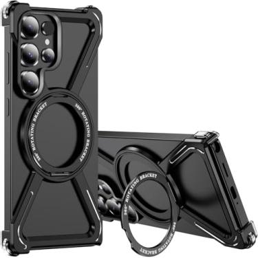 Imagem de Asdsinfor Capa de esqueleto para Galaxy S26 Ultra Titanium estilo militar, proteção contra quedas, suporte giratório de 360°, suporte de anel compatível com amortecedor de carga rápida para Samsung