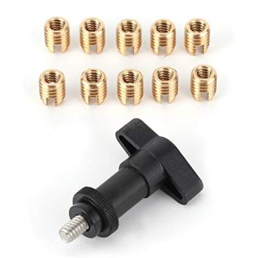 Imagem de HilBeliFU Ferramenta de reparo de carenagem de motocicleta, kit de inserção de carenagem de motocicleta 10 peças com ferramenta de alça T, kit de inserção de para-brisa de latão de substituição para