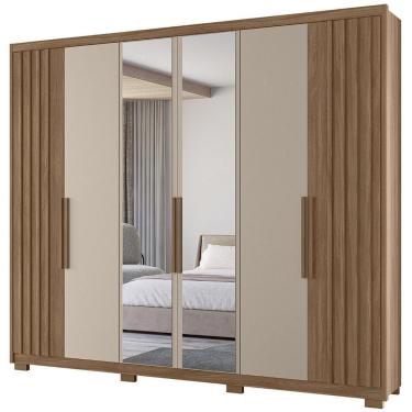 Imagem de Guarda Roupa Casal 260cm Com Espelho Gaia Carvalho/fendi Z17 - Mpozenato