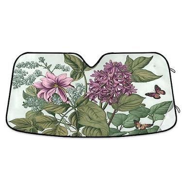 Imagem de Tubo de agulha flor vintage borboleta janela de carro persianas para-brisas dianteiro, proteção UV cortina dobrável para janela de carro, para para-brisa dianteiro de caminhão