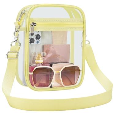 Imagem de UEASE Bolsa transparente aprovada pelo estádio para mulheres, bolsa transversal transparente para eventos em estádios, shows, festivais, Gema amarela, Large