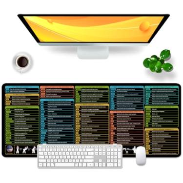 Imagem de Linux Commands Mouse pad preto grande mesa pad atalho teclado gamer mouse pad memorando 80 x 30 x 0,3 cm (comandos Linux)
