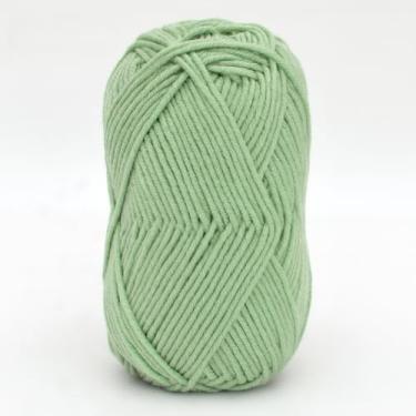 Imagem de Fio de algodão de leite de 4 camadas para crochê – fio de tricô macio para amigurumi, chinelos, cobertores e projetos de artesanato DIY (25 verde-salgueiro)