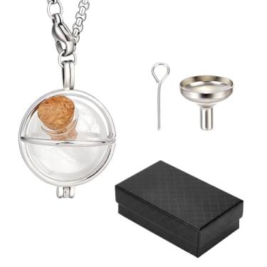 Imagem de PH PandaHall 2 conjuntos de kit de fabricação de colar de urna memorial, frasco de cinzas de pelos de animais de estimação, frasco de vidro de 10 mm, lembrança de pelo de cachorro com caixa de