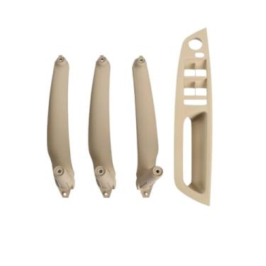 Imagem de Bege preto braço dianteiro do carro motorista lhd rhd interior maçaneta da porta painel interno puxar guarnição capa compatível para bmw e70 e71 x5 x6(Model B RHD Beige)