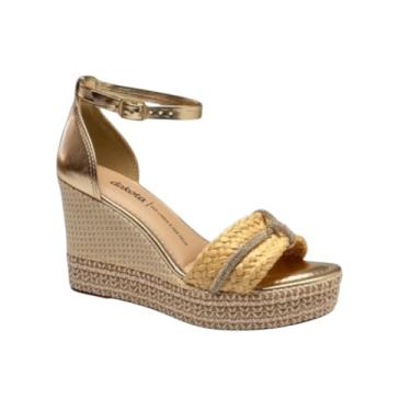 Imagem de Sandália Anabela Salto Alto Palha Tiras Tramada Dakota Y9873 (Dourado, BR, Adulto, Numérico, 38)
