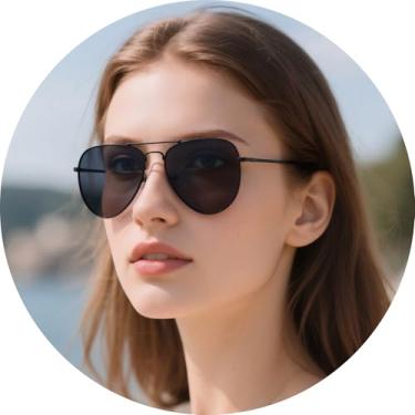 Imagem de Óculos de sol aviador para homens e mulheres, várias opções de estilos de cores, armação unissex para viagens, viagens ao ar livre, lazer, Armação preta preta