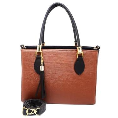 Imagem de Bolsa Feminina Média Transversal de Ombro (CARAMELO/PRETO)