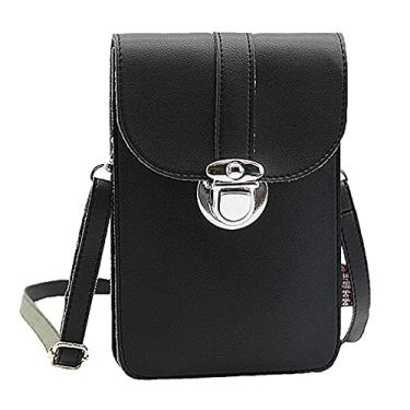 Imagem de Bolsa para Celular com Design de Tela Transversal Couro PU Multifuncional Leve Espaçosa Versátil Colocar no Pescoço Atividades Viagens Compras Uso Diá