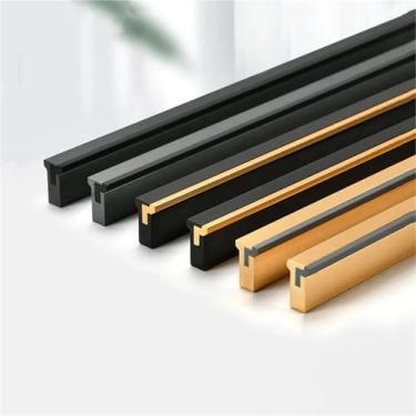 Imagem de Puxadores de porta de guarda-roupa longos escovados dourados simples puxadores e puxadores de armário de cozinha de liga de alumínio 1 peça (cinza escovado 512 mm)