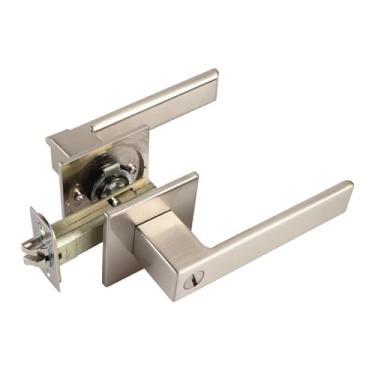 Imagem de VTGVVVTR Trava de três polos americana para banheiro quarto de incêndio fechadura de porta de escape de incêndio para serviço pesado fechadura de três polos prata escovada BK