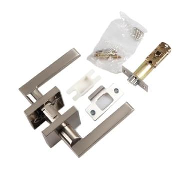 Imagem de VTGVVVTR Fechadura quadrada para banheiro, banheiro, liga de zinco, três-polos, fechadura de porta de quarto de hotel, fechadura de porta americana de lingueta única (bloqueio de canal não anti)