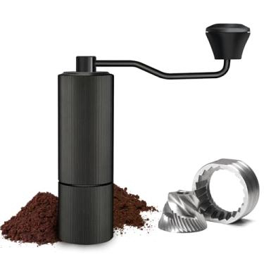 Imagem de Capacidade manual do moedor de café 25 g com rebarba afunilada de aço inoxidável CNC - configuração interna ajustável, posicionamento de rolamento duplo, prensa francesa para presente de moedor manual