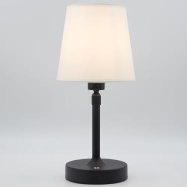 Imagem de Abajur de mesa sem fio, recarregável, preto, mini lâmpada pequena, altura ajustável, 5200 mAh, operada por bateria com função de escurecimento contínuo para quarto, mesa de cabeceira, banheiro