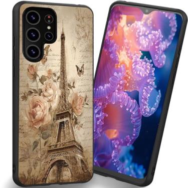 Imagem de RUUHLJLET Projetada para Samsung Galaxy S26 Ultra de 6,9 polegadas, capa fosca macia oferece proteção total (borboleta rosa da Torre Eiffel de Paris)