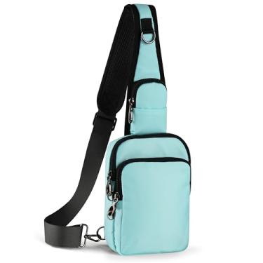 Imagem de VADOO Bolsa tiracolo, bolsa transversal com fecho de zíper, bloqueio RFID e resistente à água para homens e mulheres (azul claro)