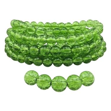 Imagem de DandS ltd Contas de vidro Crackle Lampwork para fabricação de joias, verde, pulseiras vibrantes, colares, suprimentos de miçangas e kits de artesanato para joias artesanais, 80 peças 0,39 polegadas
