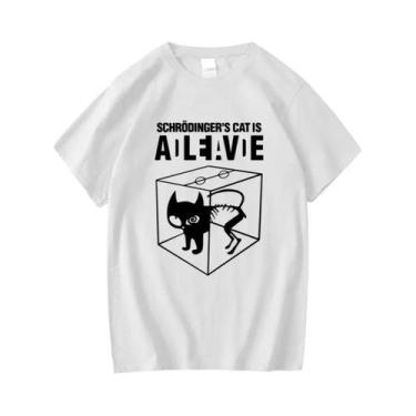 Imagem de Camiseta Masculina De Algodão Com Estampa De Gato De Schrödinger, Mang