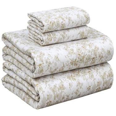 Imagem de RUVANTI Jogo de cama 100% algodão California King - Tecido de cetim macio sedoso para uma sensação de hotel de luxo, bolso profundo de 35,5 cm, refrescante, respirável e durável, 4 peças, Classic