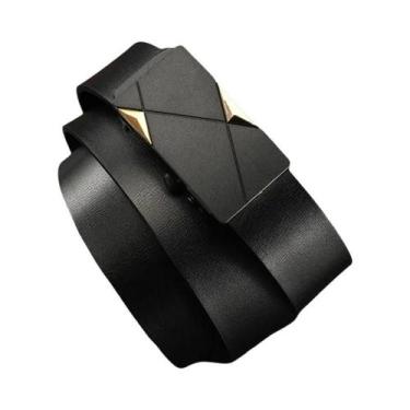 Imagem de Cinto Masculino Casual De Couro PU Cor Sólida Luxuoso Com Fivela Autom